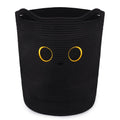 Hkojewp Tall Black Cat Laundry Basket for Nursery, Cute Large Woven Cotton Rope Blanket Storage Basket, Baby 0rganize Blanket Sh