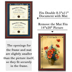 Minesaxel Double Diploma Frames 14X20 Fits Two 8.5X11 Inch Certificates, Documents And College Degree, Cherry Red Frame With Gol