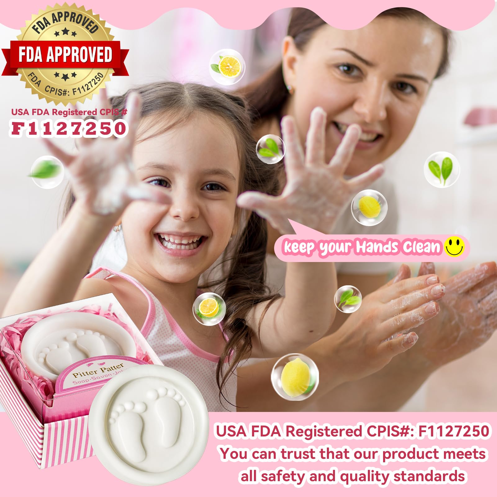 Aixiang Baby Shower Favors Soaps Handmade Pink Gift Boxed Little Baby-Feet Scented Soap Favors For Baby Girl Baby Shower Favors