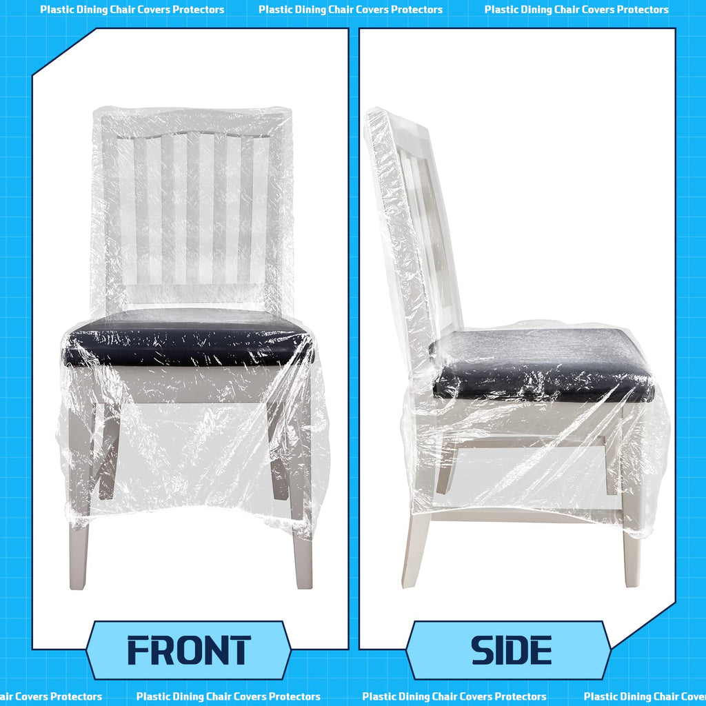 Remagr Clear Plastic Dining Chair Covers ? 8 Pieces Waterproof Protectors for 21x20 Inch Chairs