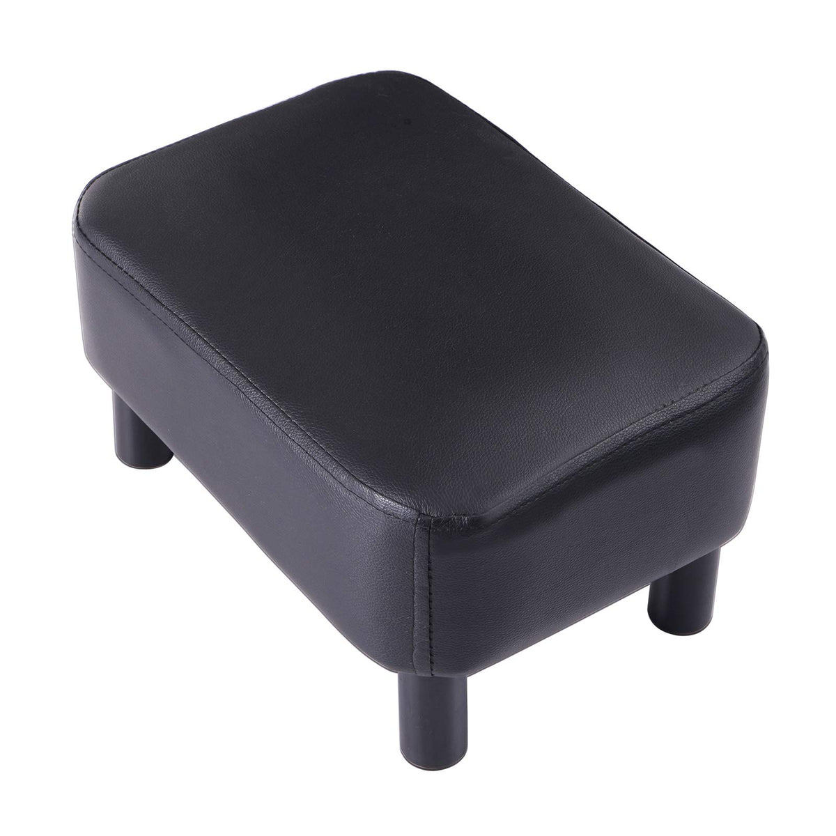 IBUYKE 16.54'' Small Footstool, PU Faux Leather Step Stool, with Padded Seat Pine Wood Legs and Padded Rectangular Stool, for Be