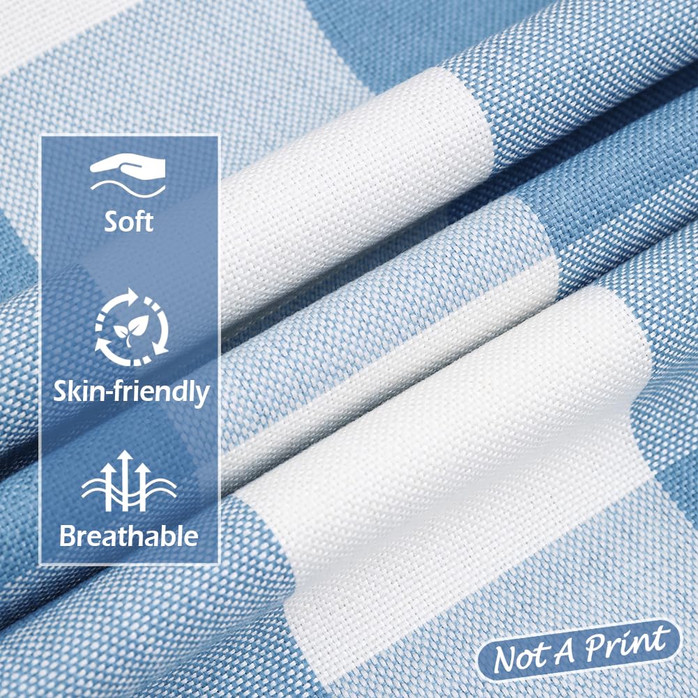 Carrie Home Light Blue And White Buffalo Check Plaid Lumbar Pillow Covers 12X20 Set Of 2, Light Blue Checkered Summer Outdoor Lu