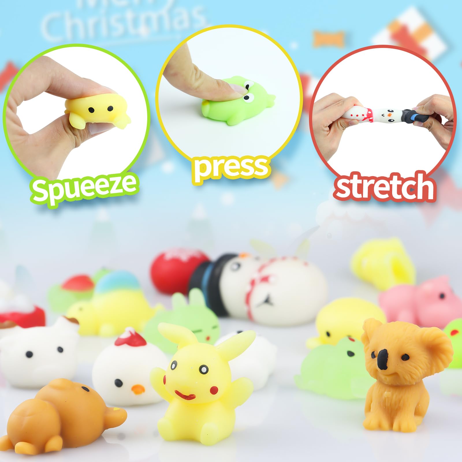 Advent Calendar 2024,Luminous Mochi Christmas Countdown 24 Days Cute Relief Stress Squishies Animals Party Favors For Girls Boys