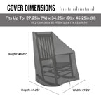 Shine Company Weatherproof Outdoor Rocking Chair Cover Set Of 2, 100% Woven Polyester, Elastic Cord With Toggle, Black, 2-Pack
