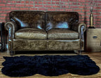 HomeRoots New Zealand Sheepskin, Microsuede 3' x 5' Black Natural Sheepskin Area Rug