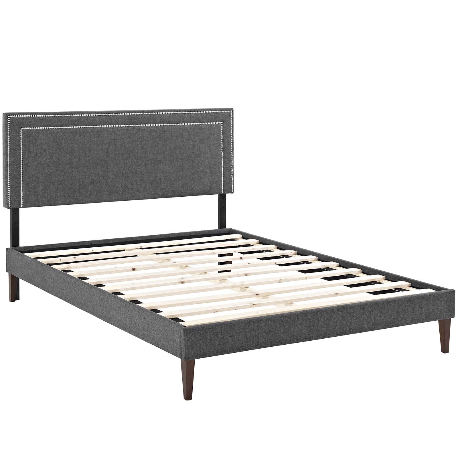 Modway Virginia Upholstered Full Platform Bed Frame With Tapered Legs In Gray