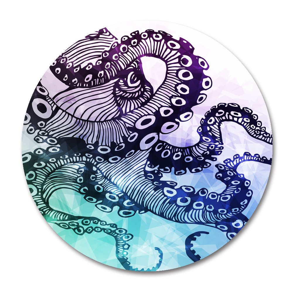 Smooffly Octopus Round Mouse Pad, Blue Purple Octopus Mousepad Round Non Slip Rubber Mouse Pad Gaming Mouse Pad