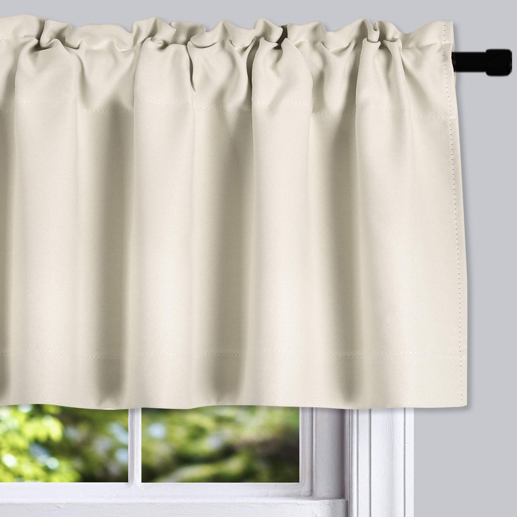 Donren 2 Panels Cream Beige Curtain Valances For Kitchen 42 X 15 Inches Long Room Darkening Rod Pocket Valances