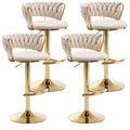 Riknuxi Gold Velvet Bar Stools Set of 4, Counter Height Bar Stools with Low Back, Swivel Bar Stool for Kitchen Island, Bar Pub (