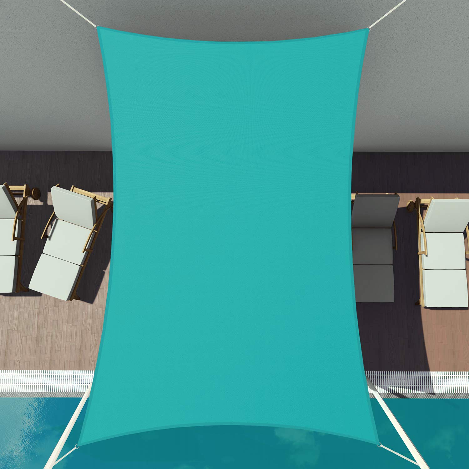 Patio Paradise 16' X 17' Ft 260 Gsm Waterproof Sun Shade Sail-Turquoise Green Rectangle Uv Block Durable Awning Canopy Outdoor G