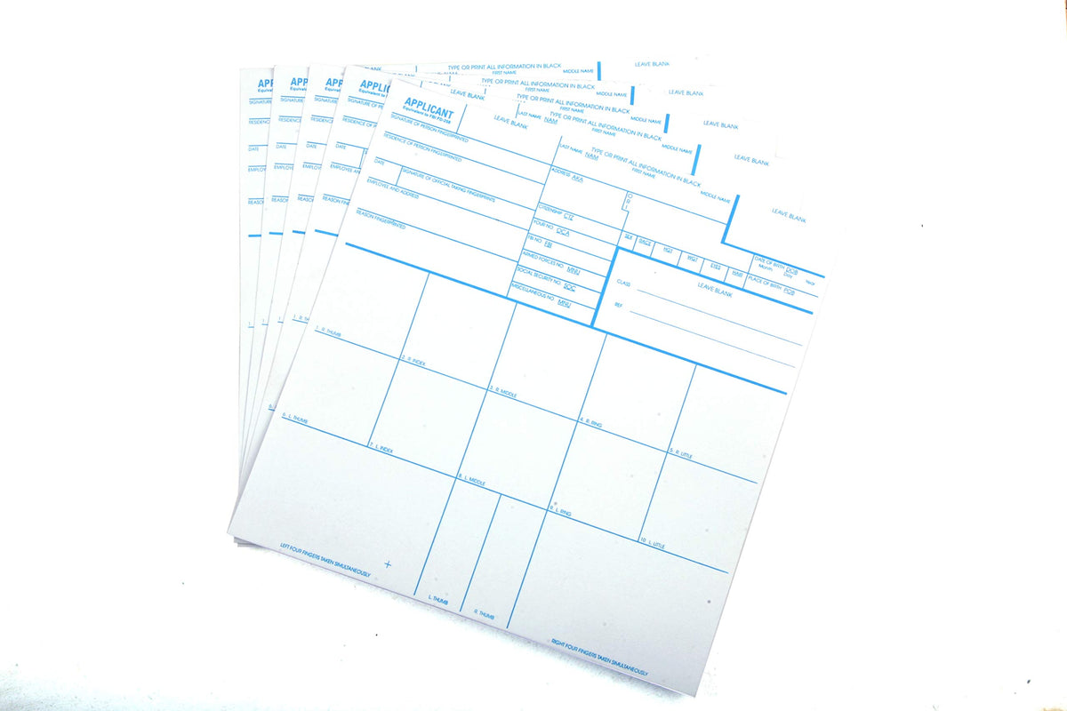 Fingerprint Cards, Applicant Fd-258, 100 Pack