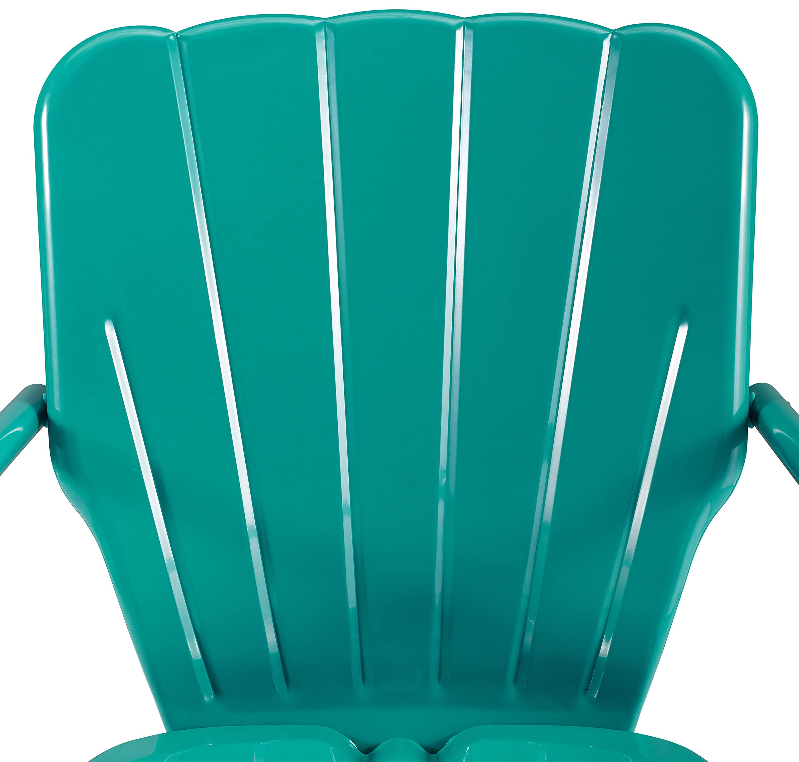 Crosley Furniture Ridgeland 5-Piece Outdoor Dining Set for 4, Retro Metal Round Patio Table and Chairs, Turquoise Gloss