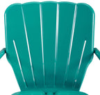 Crosley Furniture Ridgeland 5-Piece Outdoor Dining Set for 4, Retro Metal Round Patio Table and Chairs, Turquoise Gloss