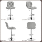 Yaheetech Grey Bar Stools Set Of 2, Pu Leather Bar Chairs With Backrest, Height Adjustable Swivel Island Stools For Bar, Kitchen Counter, Light Grey