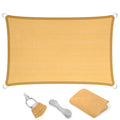 Eden'S Decor Straight Flat-Edged Sun Shade Sail Rectangular 12' X 21' Wheat Uv-Blocking Outdoor Canopy Fabric Cloth Awning For P