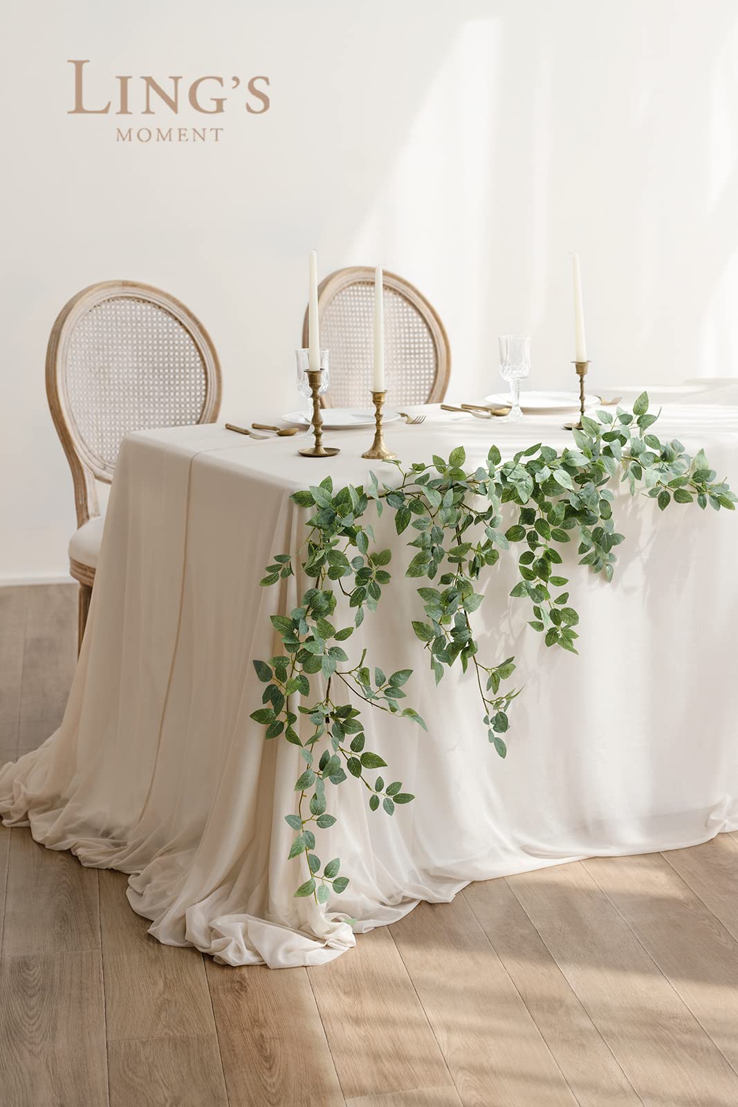 Ling'S Moment Artificial Rose Green Leaf Garland Greenery Vine For Diy Wedding Head Table Chairback Welcome Sign Table Centerpie