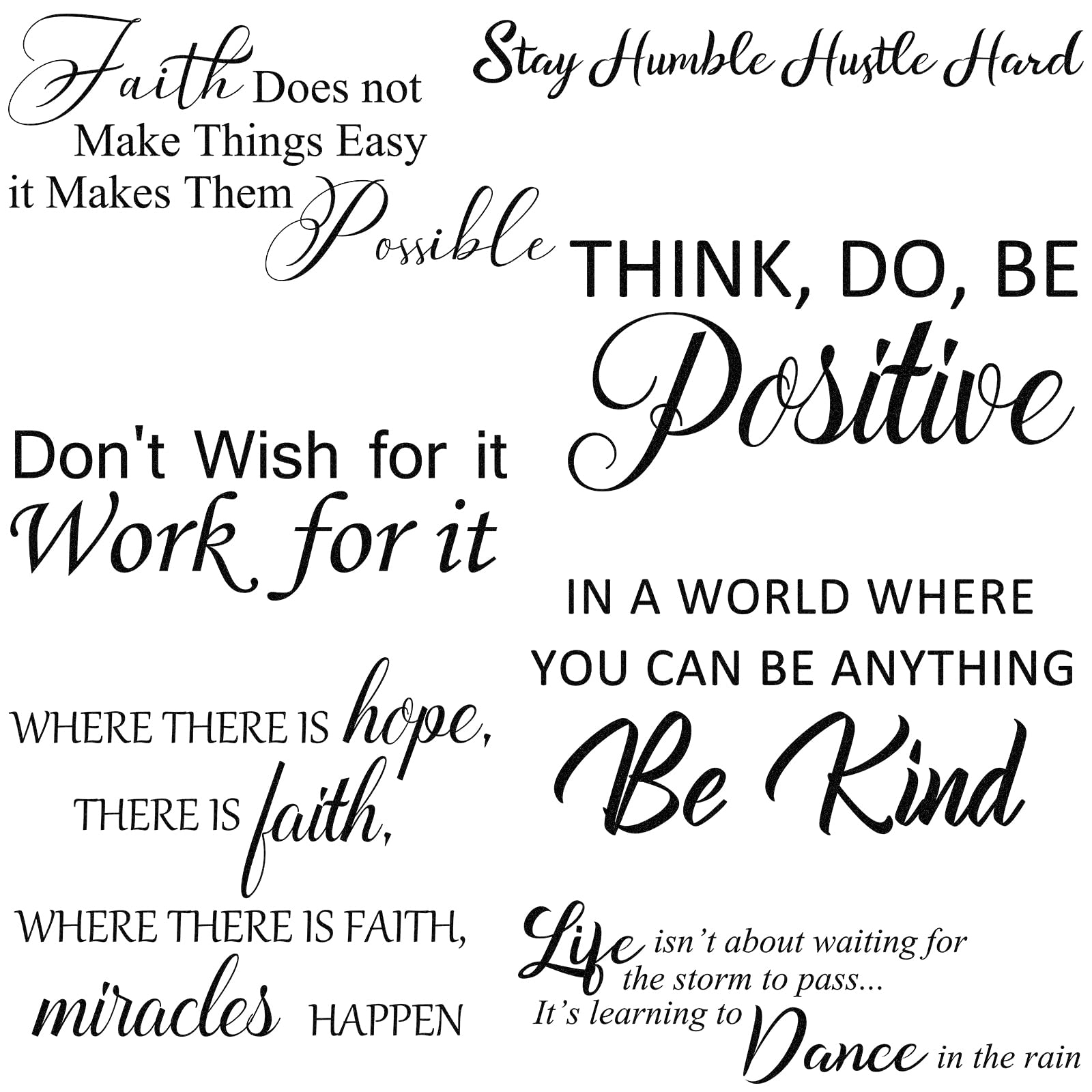 5 Sheets Vinyl Wall Decals Inspirational Quotes Stickers Peel and Stick Motivational Wall Decals Stay Humble Be Positive Wall De
