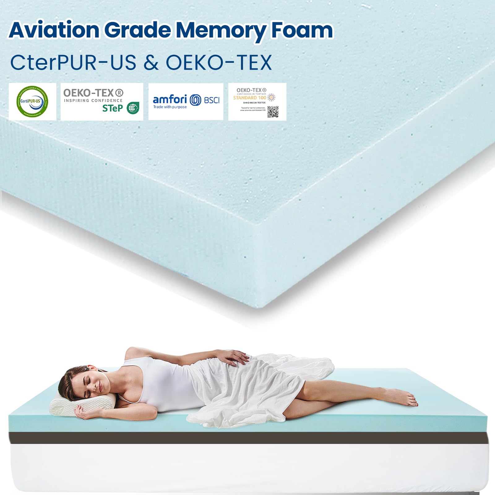 Edilly 3 Inch Cooling Gel Memory Foam Mattress Topper Queen Size, With Removable Soft Cover, Comfort Body Support & Pressure Rel
