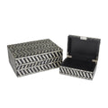 Deco 79 Mother of Pearl Shell Handmade Decorative Box Chevron Pattern Decorative Keepsake Boxes with Hinged Lid, Set of 2 Storag