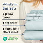 Extra Deep Pocket Full Sheets - 4 Piece Breathable & Cooling Bed Sheets - Hotel Luxury Bed Sheet Set - Soft, Wrinkle Free & Comfy - Easily Fits Extra Deep Mattresses - Deep Pocket Ice Blue Sheets Set