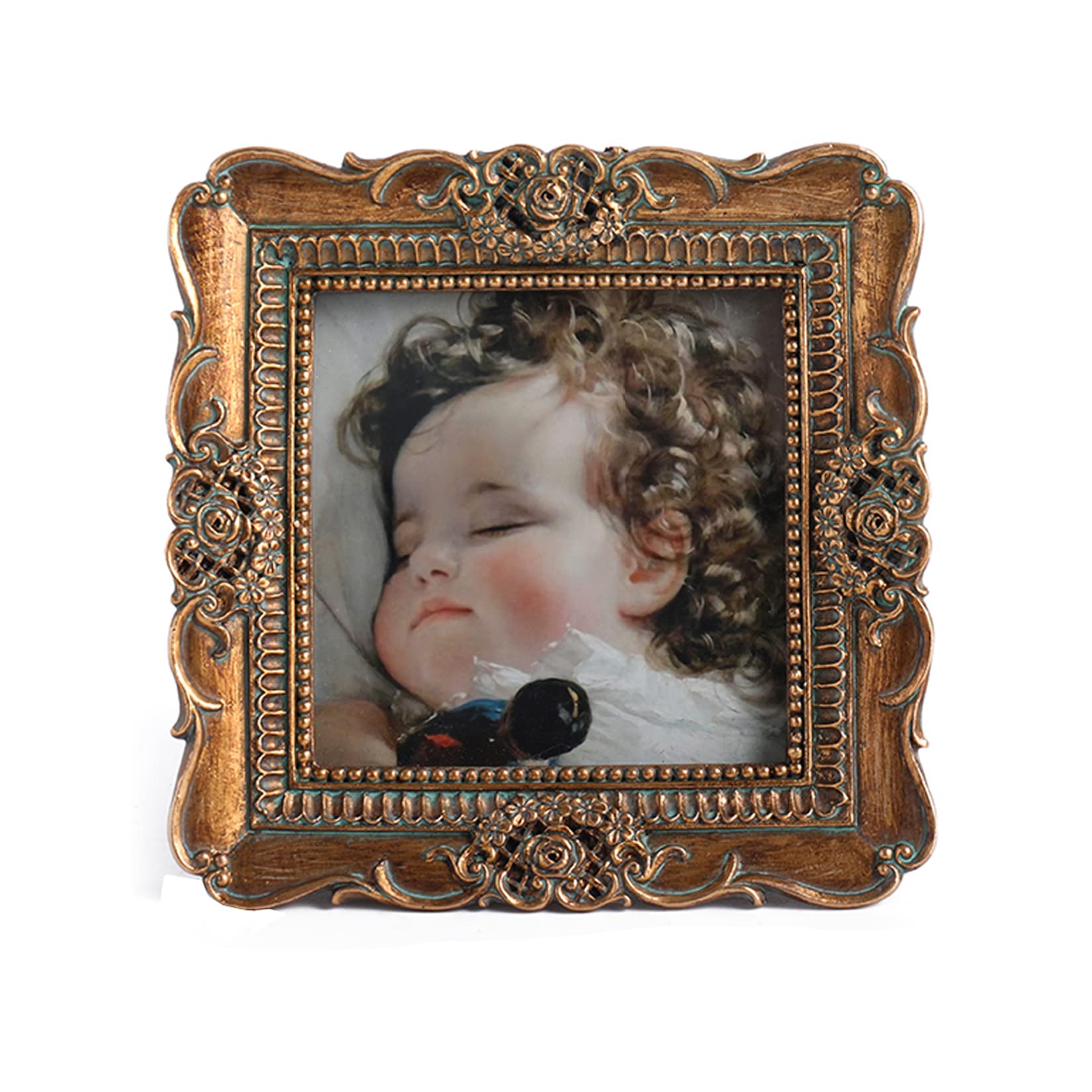 VINLIFE Picture Frames 3x3 Square Vintage Frame Antique Picture Frames Wallet Size Picture Frames Set Small Ornate Frames Antiqu