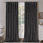 Bgment Grey Velvet Curtains 102 Inches Long For Living Room, Thermal Insulated Room Darkening Curtains Drapes Window Treatment W