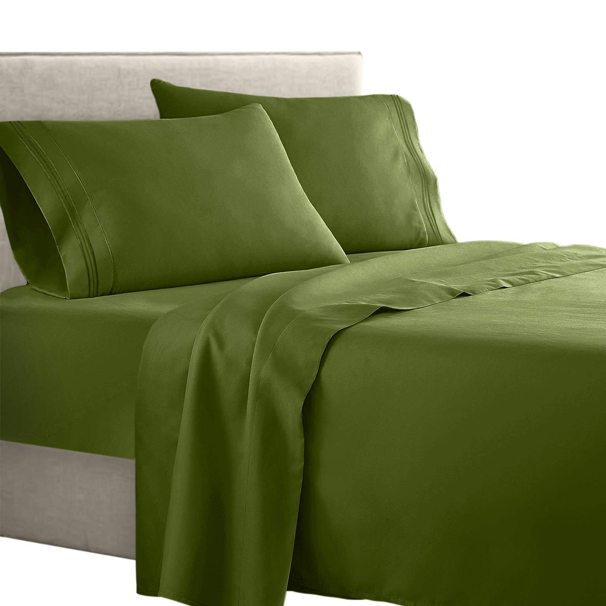 Clara Clark  Supreme 1500 Collection 4Pc Bed Sheet Set - Full (Double) Size, Calla Green