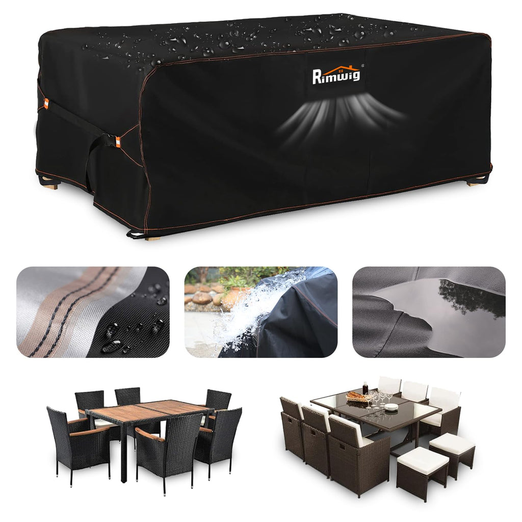 Rimwig Patio Furniture Set Cover Waterproof, Outdoor Table Chair Covers Rectangular, Heavy Duty Outside Weatherproof Sectional S