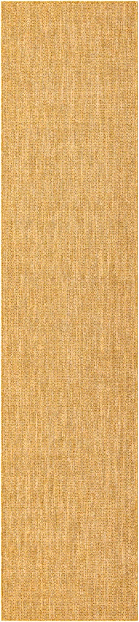 Unique Loom Collection Casual Transitional Solid Heathered Indoor/Outdoor Flatweave Area Rug (2' 7'' x 12' Runner, Corn Harvest 