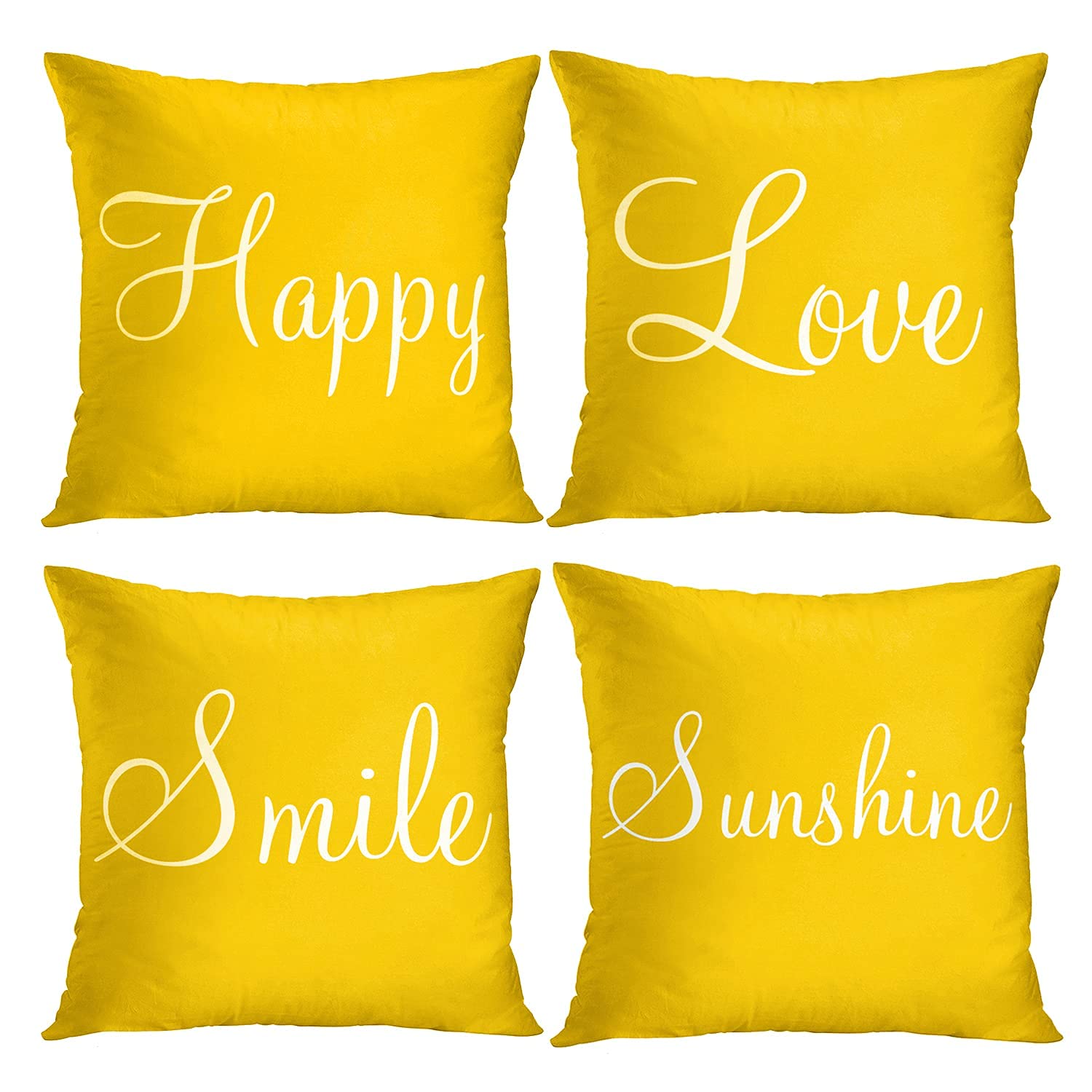 Britimes Throw Pillow Covers Furry Yellow Home Decor Set Of 4 Pillow Cases Decorative 20X20 Inches Outdoor Cushion Couch Sofa Co
