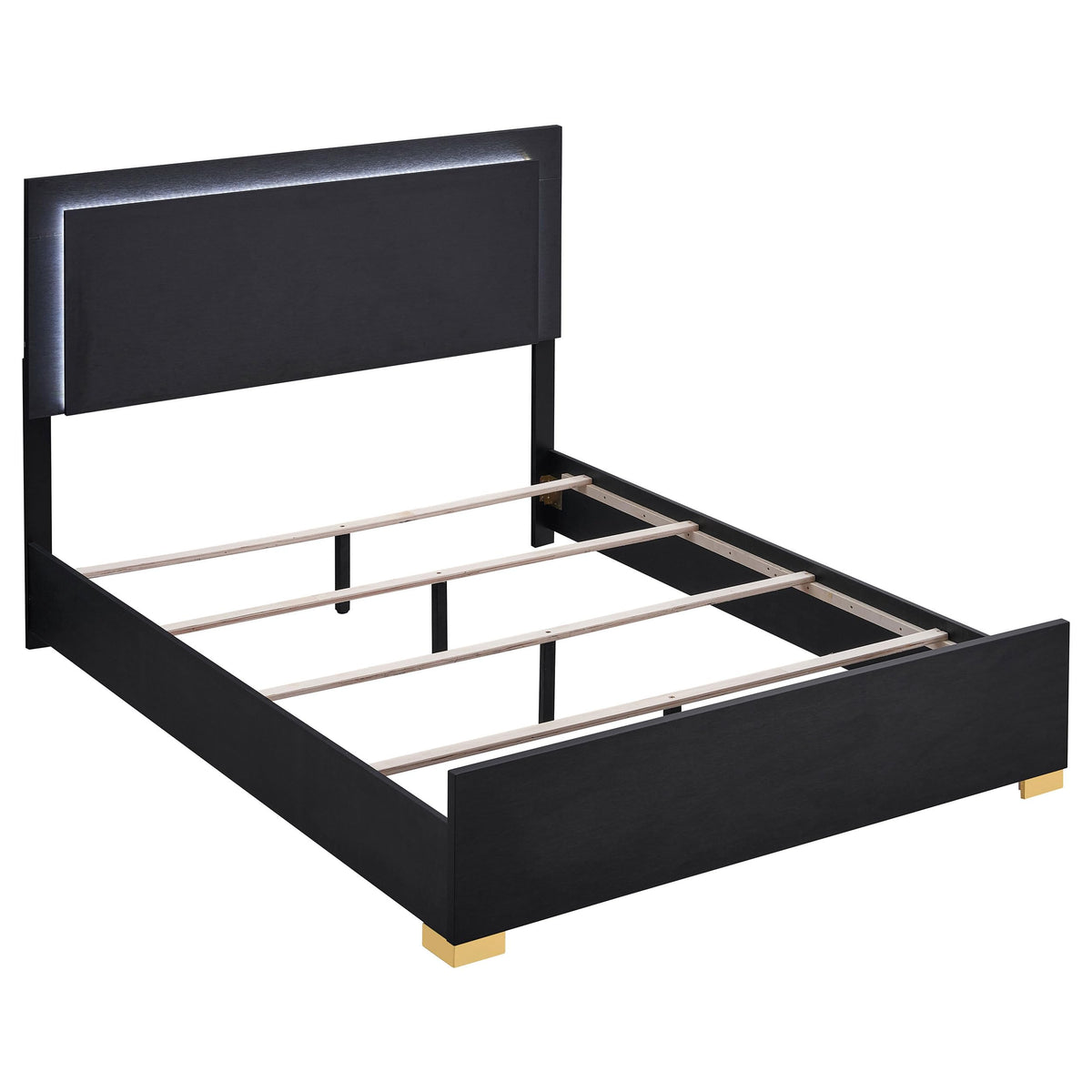 Coaster Home Furnishings Marceline Contemporary Wood Queen Size Led Panel Bed Frame 51-Inch Headboard Black 222831Q