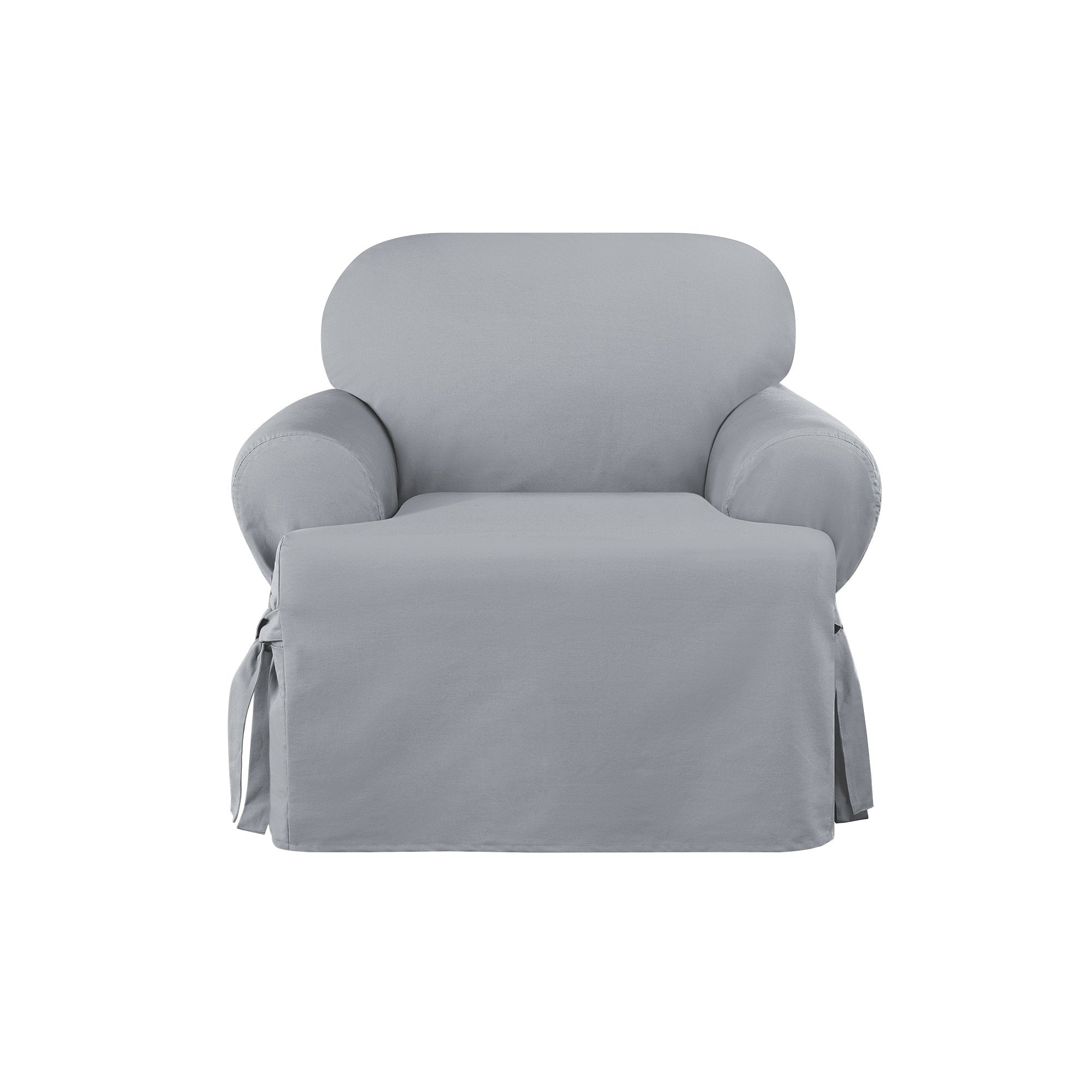 Surefit Heavyweight Cotton Duck T-Cushion Chair Slipcovers, Heavyweight Cotton Chair Cover, One Piece Design, Armchair Cover Wit