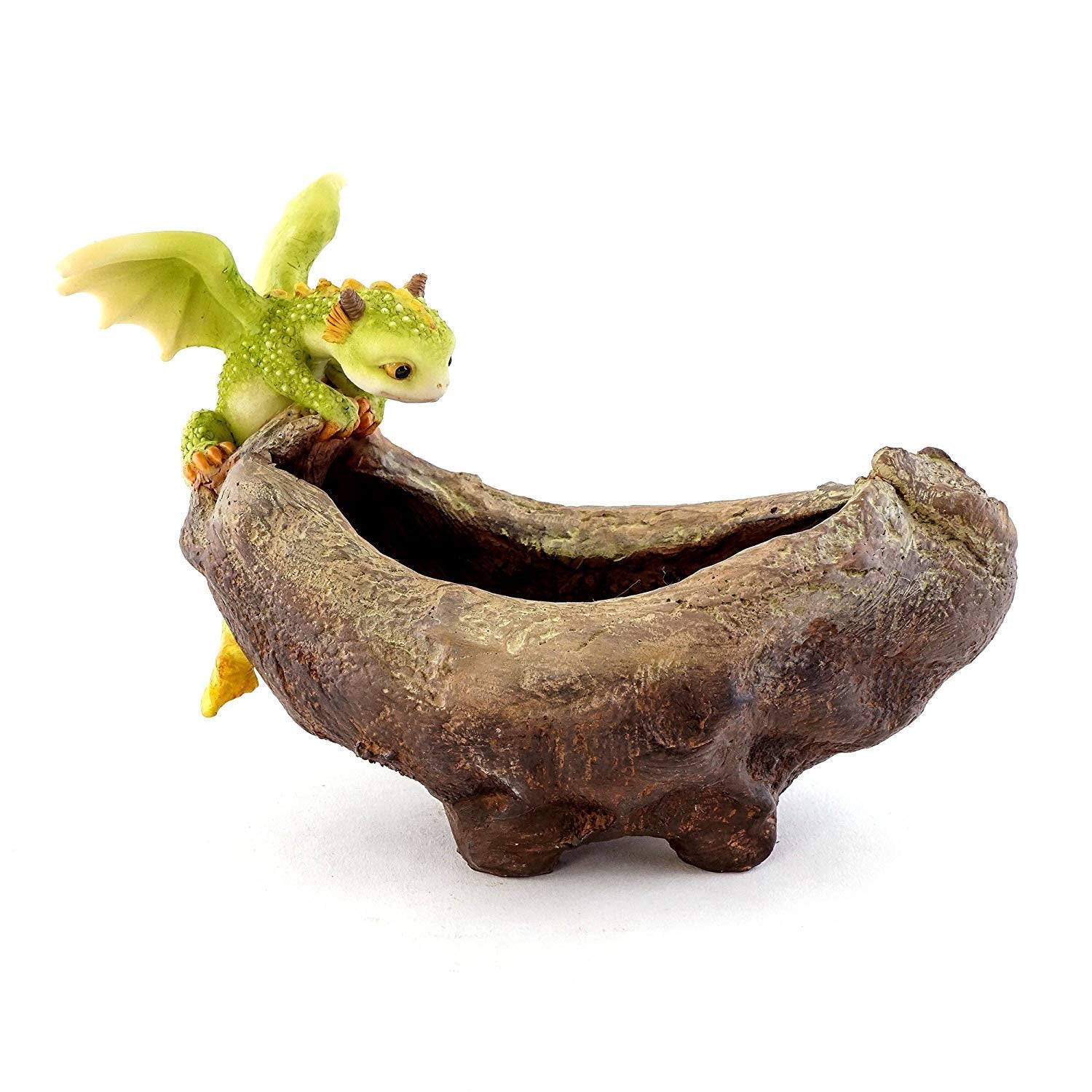 Top Collection Rex The Green Dragon - Mini Collectible Fantasy Figurine Planter (Perched On Planter)