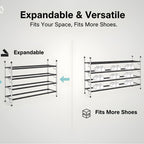 4-Tier Adjustable Shoe Rack, Slide-n-Adjust, Silver & Black Finish