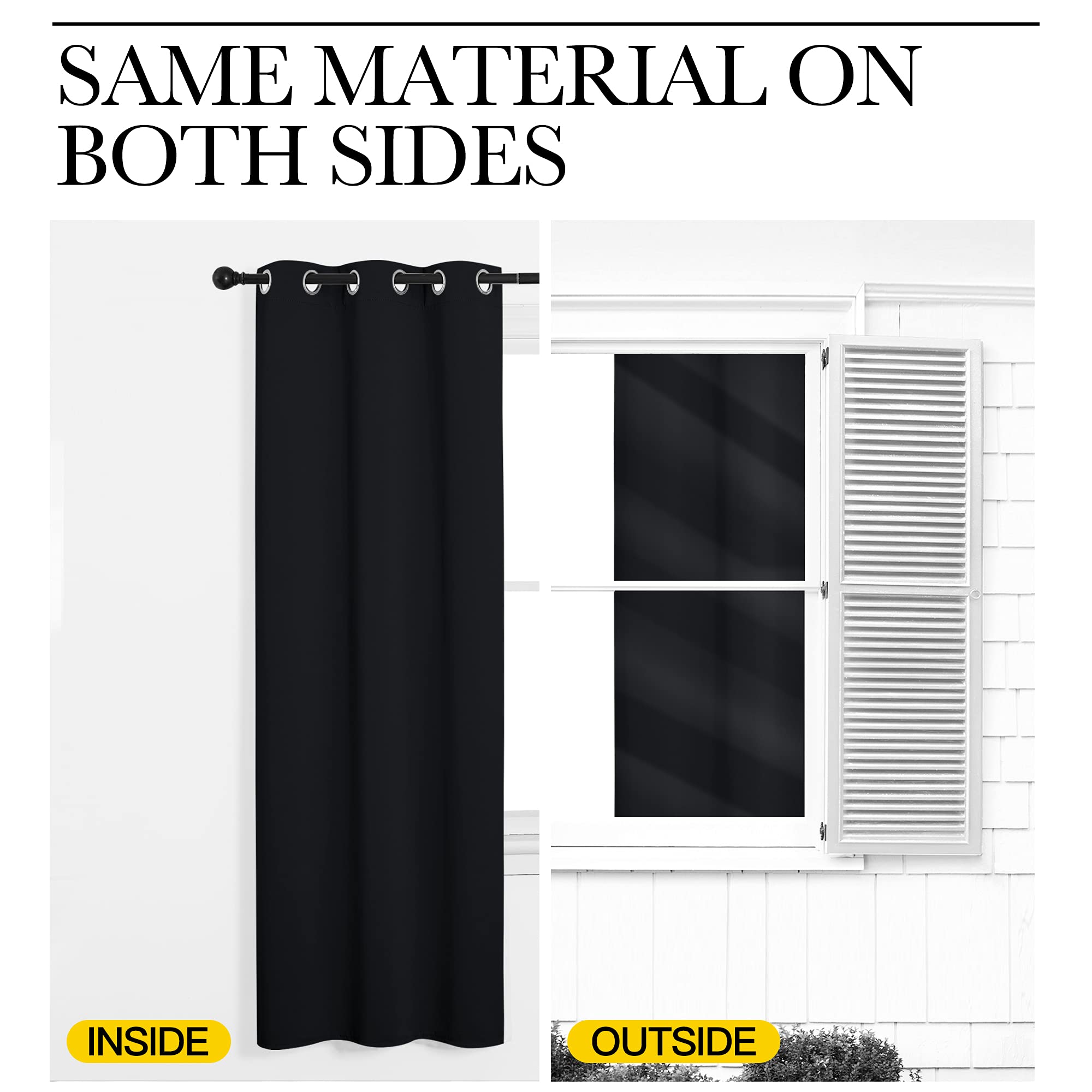 Nicetown Halloween Living Room Blackout Curtains And Drapes, Black Solid Thermal Insulated Grommet Blackout Drapery Panels For W