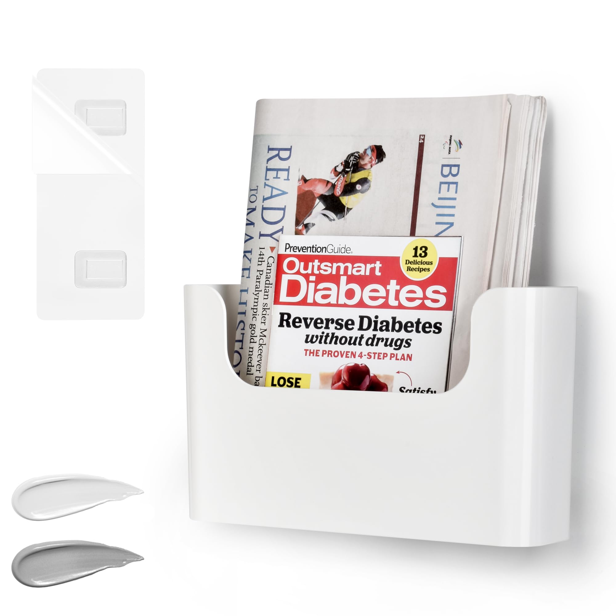 Jomola No Drilling File Holder Mail Organizer Wall Mount File Organizer Holder Office Wall Hanging Files Magazines Organizer Doo