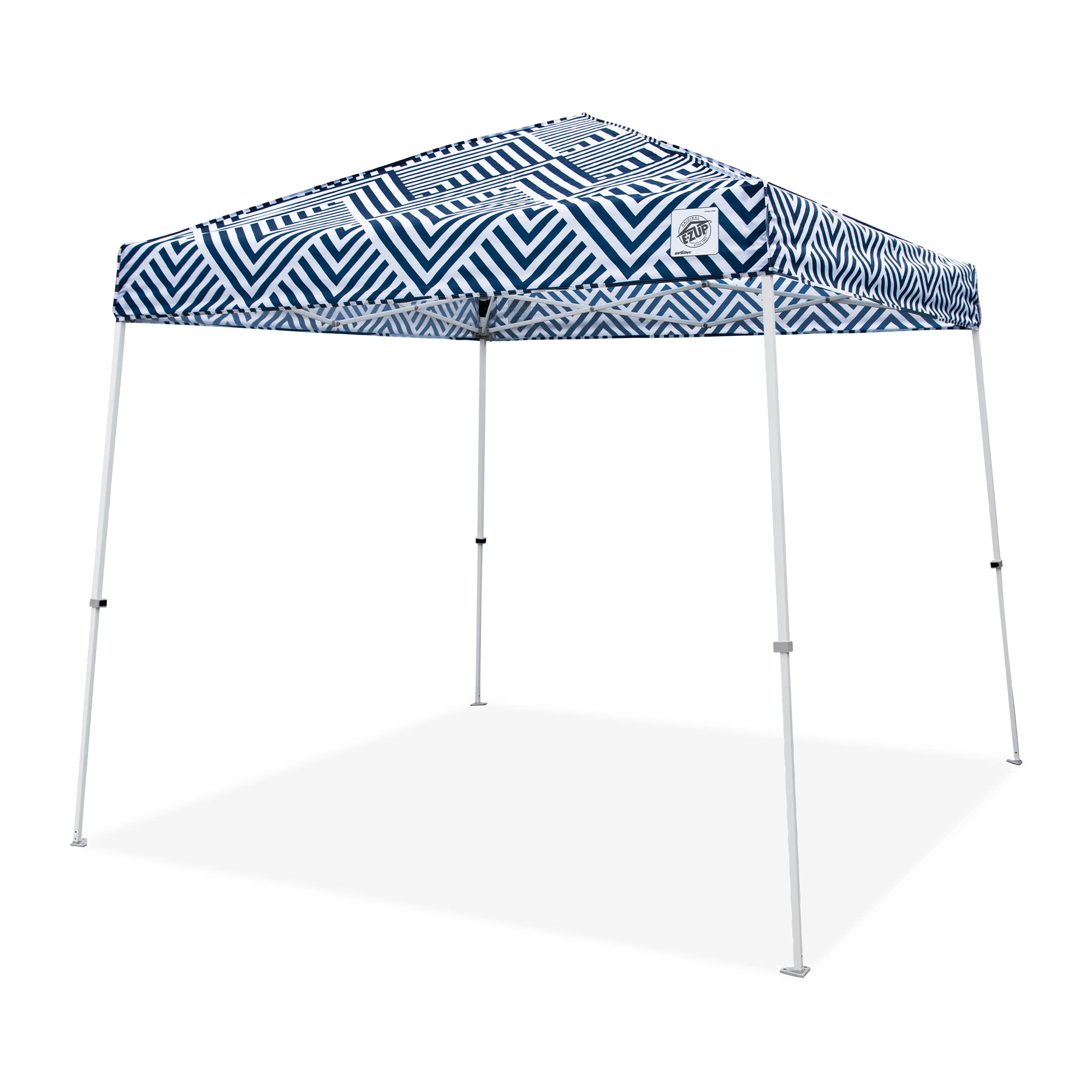 E-Z Up Sprint 10' X 10' Shelter With Geo Print, Midnight Blue Top, And White Frame