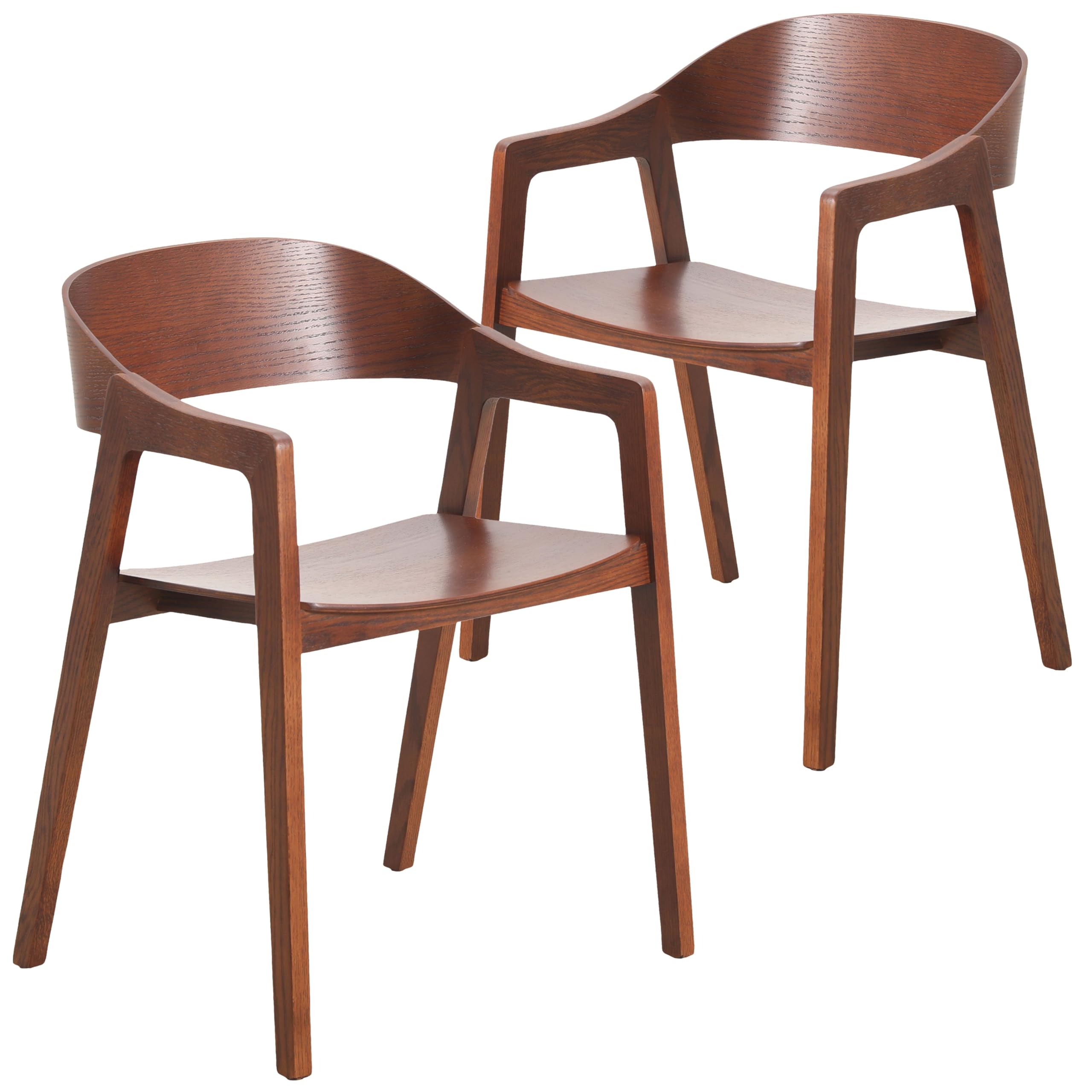 Rivo Collection Elegant Dining Chair in Dark Brown Wood - Set of 2