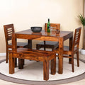Mamta Decoration Sheesham Wood 4 Seater Dining Table Set With 3 Chairs And 1 Bench | Multipurpose Wooden Dining Furniture For Ho
