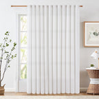 Jinchan White Linen Blend Curtain 84 Inch Lengthfor Living Room Extra Wide For Room Divider Curtain Rustic Farmhouse Curtain Rod Pocket Light Filtering Bedroom Window Curtain 1 Panel Off White