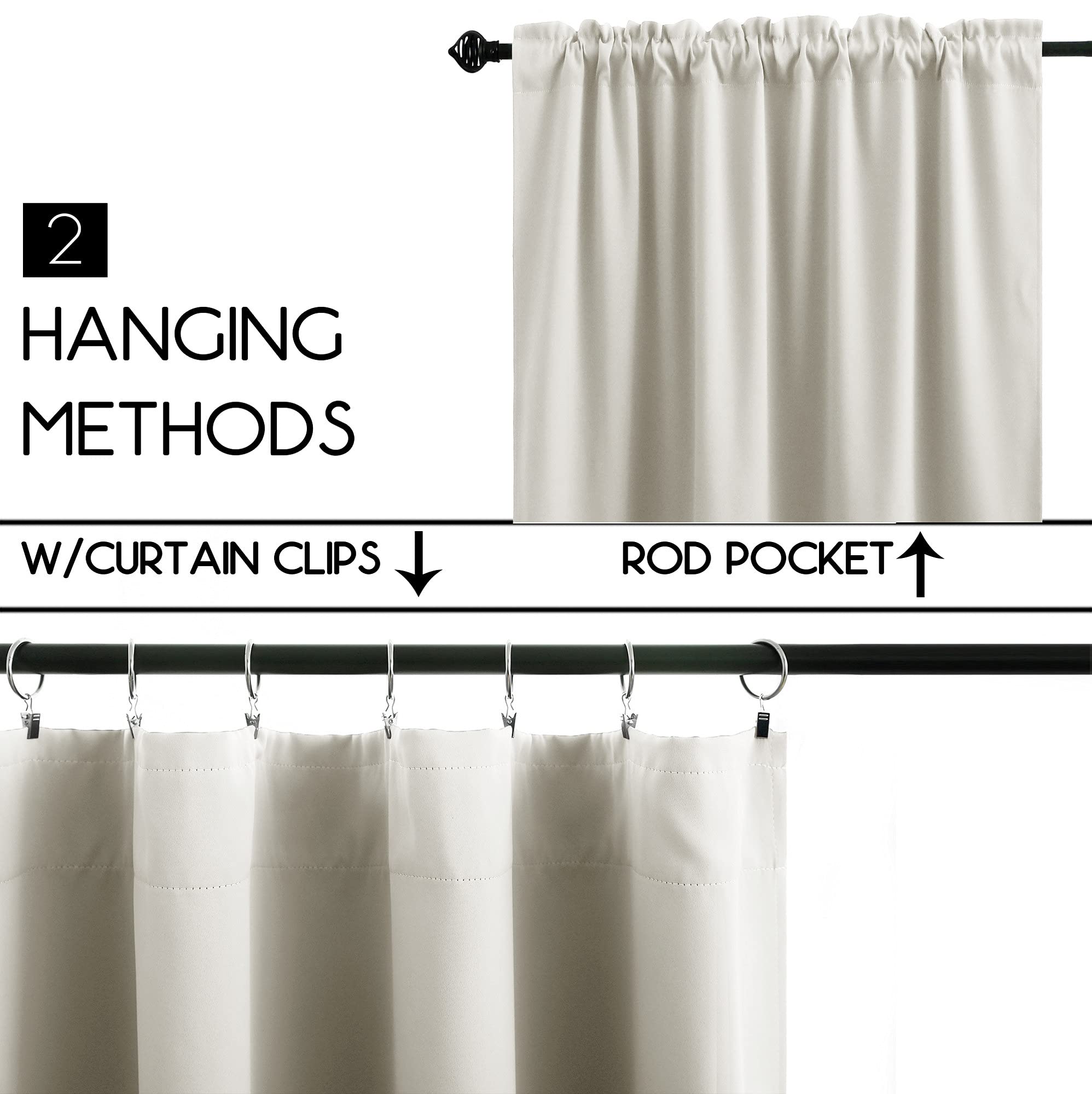 Koufall Cafe Curtains 24 Inch Length For Small Window Treatments Tiers Boho Blackout Curtains For Rv Camper Windows Kitchen,Sets Of 2 Panels,Cream Beige