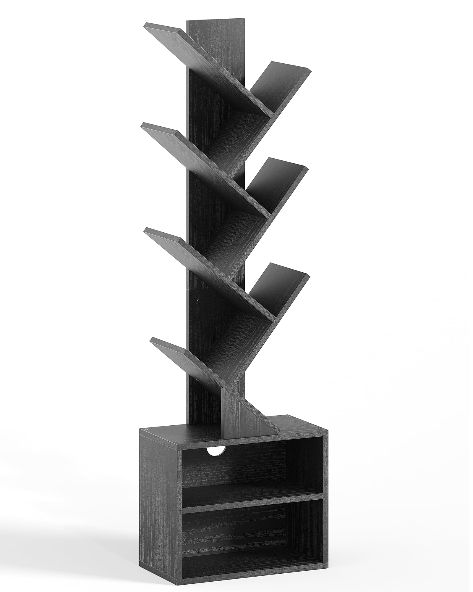 Sunmory 6 Tier Tree Bookshelf, Small Bookcase With Storage Cabinet, Modern Narrow Bookshelves Organizer, Floor Standing Book She