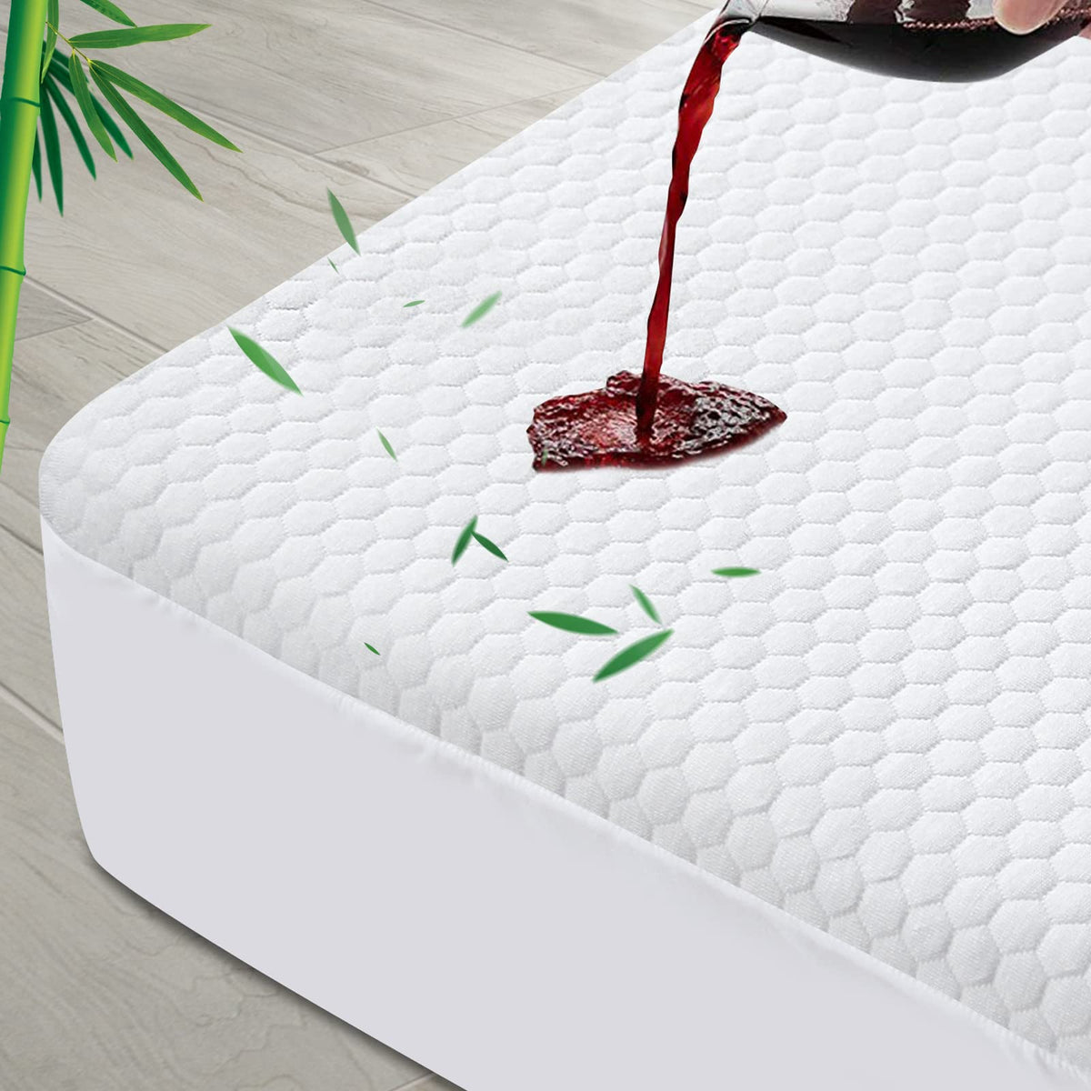Twin Mattress Protector Waterproof Cooling Twin Size Mattress Cover Pad For Kids, Viscose Made From Bamboo Mattress Protector 3D