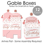 Big Dot Of Happiness Pink Rose Gold Birthday - Treat Box Party Favors - Happy Birthday Party Goodie Gable Boxes - Set Of 12