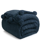 Lbro2M Double Sided Sherpa Blanket,King Size Super Soft Fuzzy Plush Warm Cozy Fluffy Throw Reversible Luxurious Blankets (Navy Blue)