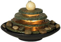 Pyramid Modern Zen Indoor Tabletop Water Fountain with Light 10 High 4 Tiered Feng Shui Ball River Rocks for Table Desk-Top Home
