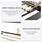 Sha Cerlin Full Size Lift Up Storage Bed/Modern Wingback Headboard/Upholstered Platform Bed Frame/Hydraulic Storage/No Box Spring Needed/Wood Slats Support/Dark Grey