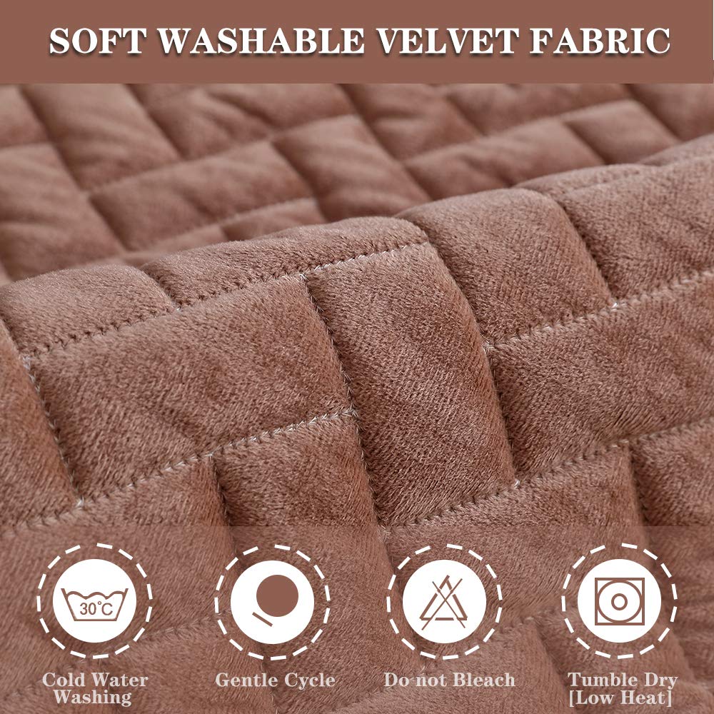 Tewene Sofa Cover, Velvet Couch Cover Anti-Slip Sectional Couch Covers Sofa Slipcover For Dogs Cats Pet Love Seat Recliner Cover