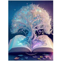 Aisbugur Magical glowing fantasy tree art print enchanting illustration of tree emerging from open book pastel lights surreal my