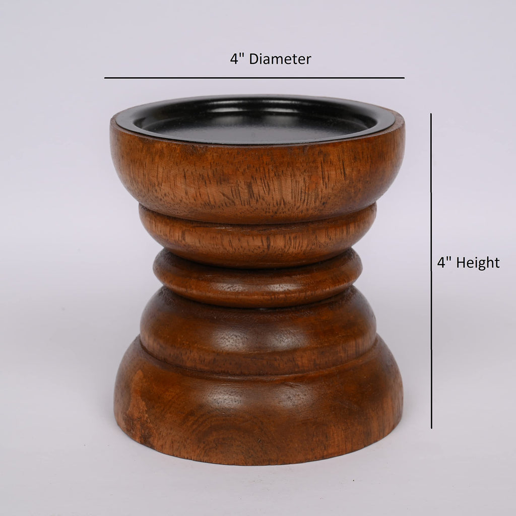 Edhas Natural Mango Wood Candle Holder That Will Look Amazing In Your Home, Kitchen, Dining Room, Or Bedroom (4' X 4' X 4   )